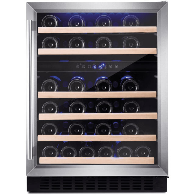 Amica AWC600SS 60cm fs wine cooler, 46x BS, SS door frame, blue LED, dual temp, RD