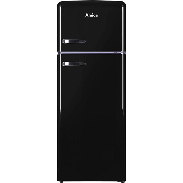 Amica FDR2213B Black retro 144cm ff, 3 glass shelves, top mount freezer, fr164ltr, fz44ltr