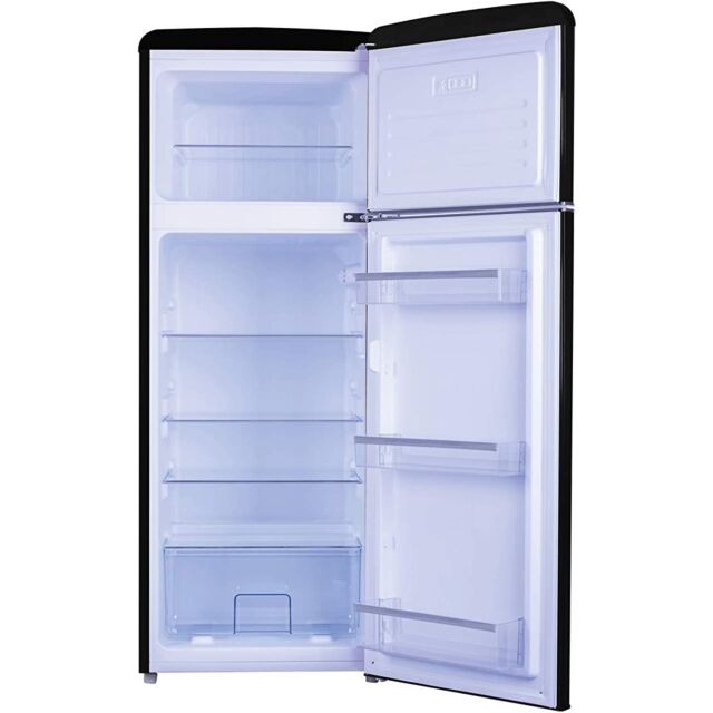 Amica FDR2213B Black retro 144cm ff, 3 glass shelves, top mount freezer, fr164ltr, fz44ltr