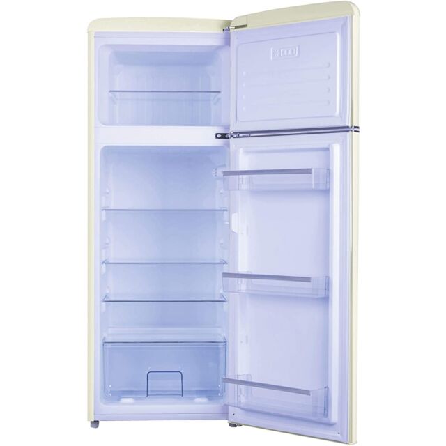 Amica FDR2213C Cream retro 144cm ff, 3 glass shelves, top mount freezer, fr164ltr, fz44ltr