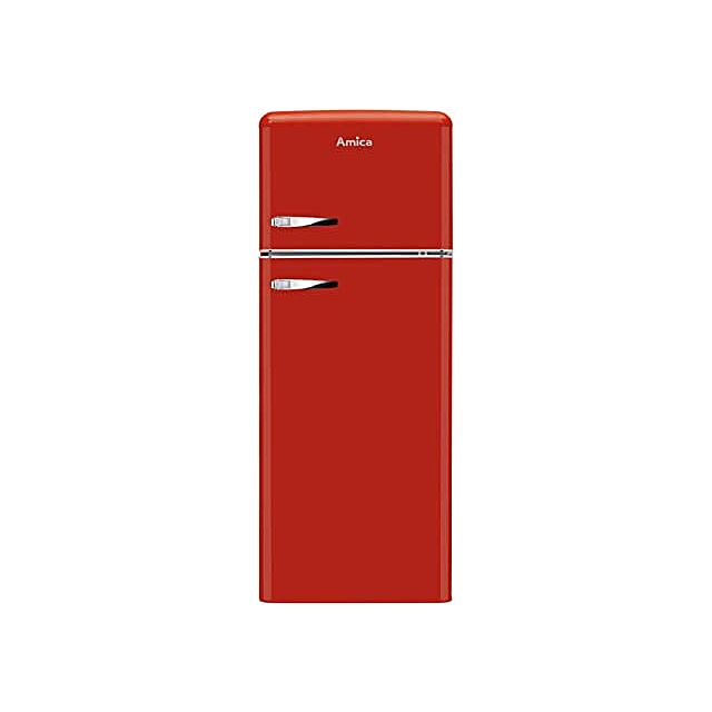 Amica FDR2213R Red retro 144cm ff,3 glass shelves, top mount freezer, fr164ltr, fz44ltr