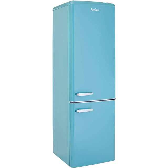 Amica FKR29653DEB Blue retro 181cm fridge freezer, 4 glass shelves, fr 181ltr, fr 63ltr