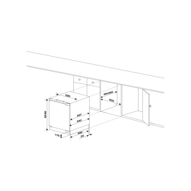 Amica UC1503 60cm BU larder fridge, 60cm, 135 ltr, 2 glass shelves, Interior light, RD