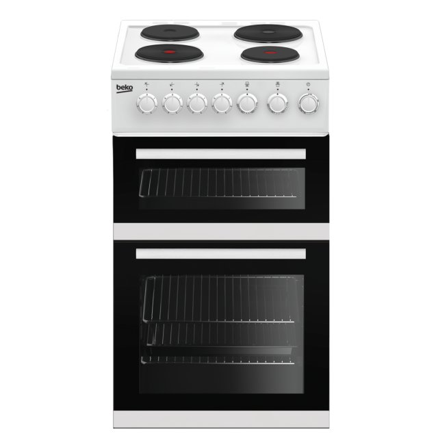 Beko EDP503W 50Cm Freestanding White Electric Double Oven With Grill Cooker, Easy Clean Doors And In