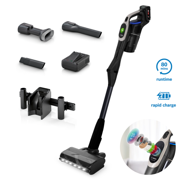 Bosch BBS1041GGB Cordless Handstick Vacuum Cleaner - 80 Minutes Runtime - Graphite