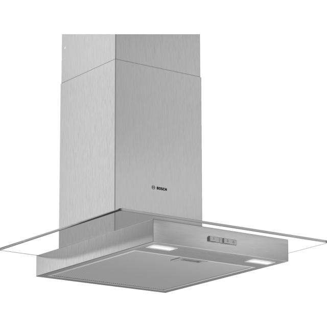 Bosch DWG64BC50B 60cm wide, Straight Glass Canopy, push buttons, 3 speeds, LED lights. Optional Clea