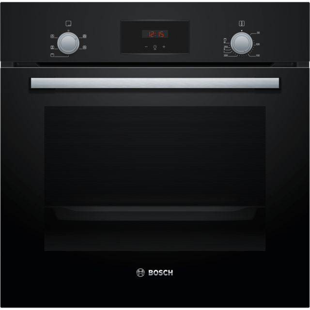 Bosch HHF113BA0B 59.4Cm Serie 2 Black Built In Electric Single Oven With 3D Hot Air, Child Lock And 