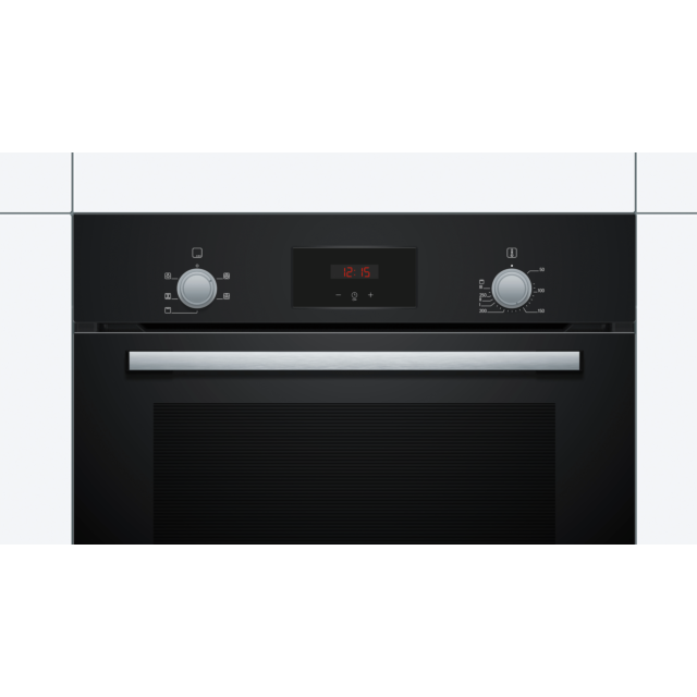 Bosch HHF113BA0B 59.4Cm Serie 2 Black Built In Electric Single Oven With 3D Hot Air, Child Lock And 