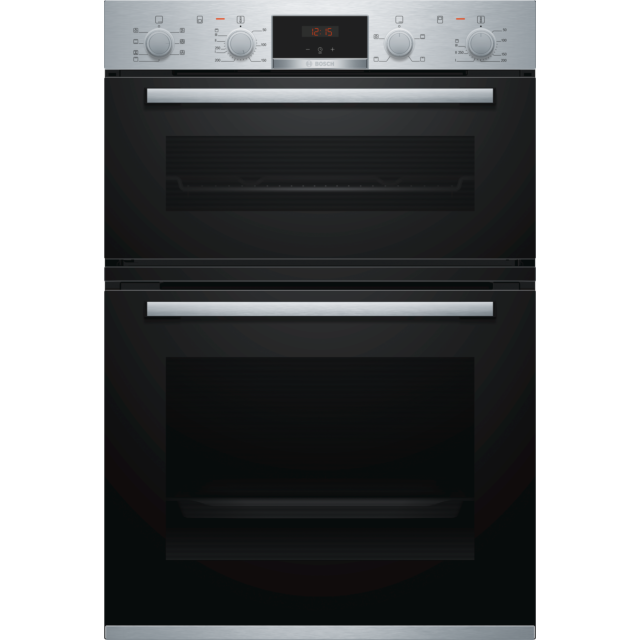 Bosch MBS533BS0B 59.4Cm Serie 4 Stainless Steel Built In Electric Double Oven With 3D Hot Air, Ecocl
