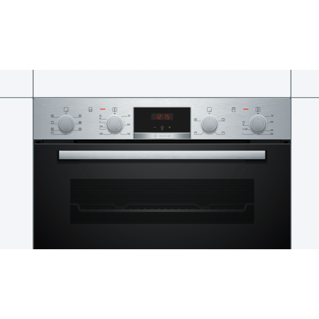 Bosch MBS533BS0B 59.4Cm Serie 4 Stainless Steel Built In Electric Double Oven With 3D Hot Air, Ecocl