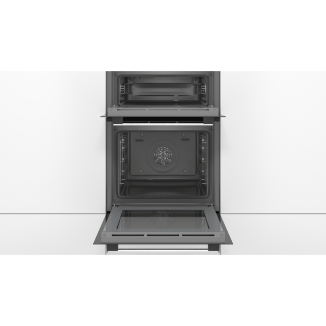 Bosch MBS533BS0B 59.4Cm Serie 4 Stainless Steel Built In Electric Double Oven With 3D Hot Air, Ecocl
