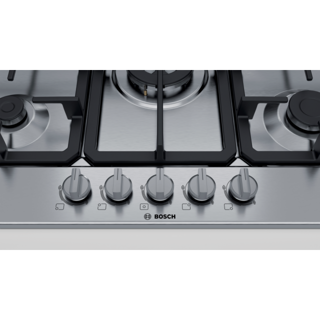 Bosch PGQ7B5B90 75cm, 5 burners, 3.3kW Wok, Cast Iron supports, Star layout