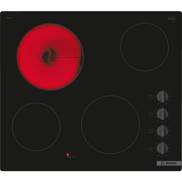 Bosch PKE611CA3E Bosch Series 2 Four Zone Ceramic Electric Hob, 60Cm - Black 