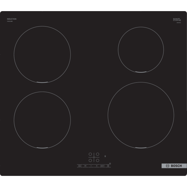 Bosch PUE611BB5E 60cm Induction Hob, Touch Control, 4 Zones, Frameless, 17 power levels, 4.6kW