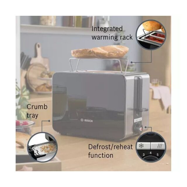 Bosch TAT7203GB 2 Slice Toaster - Black