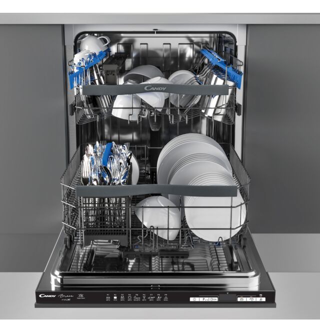 Candy CDIN 2D620PB-80E 60cm Dishwasher, 16 place settings, NEL 'E', 42 dB, Black 5 Digit LED, Wi-Fi 