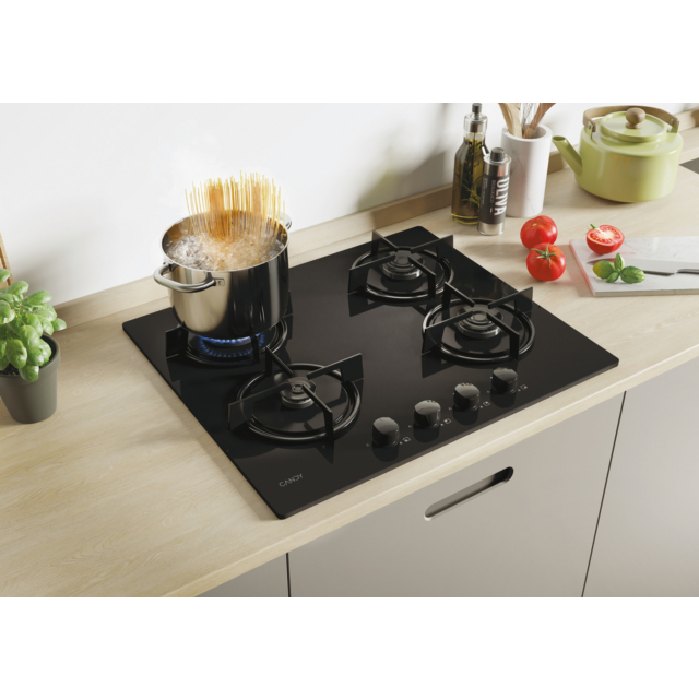 Candy CVW6BB 59.5cm Black Built-In 4 Zone Gas Hob