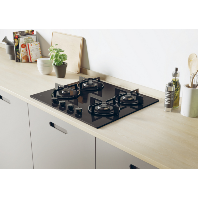 Candy CVW6BB 59.5cm Black Built-In 4 Zone Gas Hob