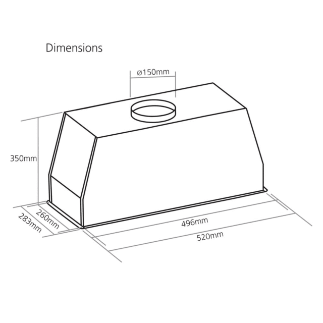 Caple BU521 stainless steel, electronic controls, 604m3/h, W 520mm, B energy, filter CAP66CF