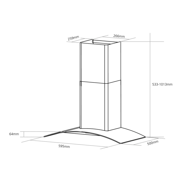 Caple CGC611SS stainless steel and glass, push button controls, 456m3/h, W 600mm, C energy, filter C