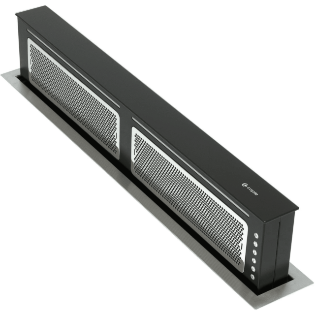 Caple DD901BK 'Push' mechanism, stainless steel and black glass, low profile, electronic push button