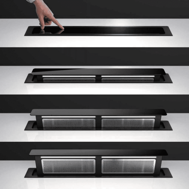 Caple DD901BK 'Push' mechanism, stainless steel and black glass, low profile, electronic push button