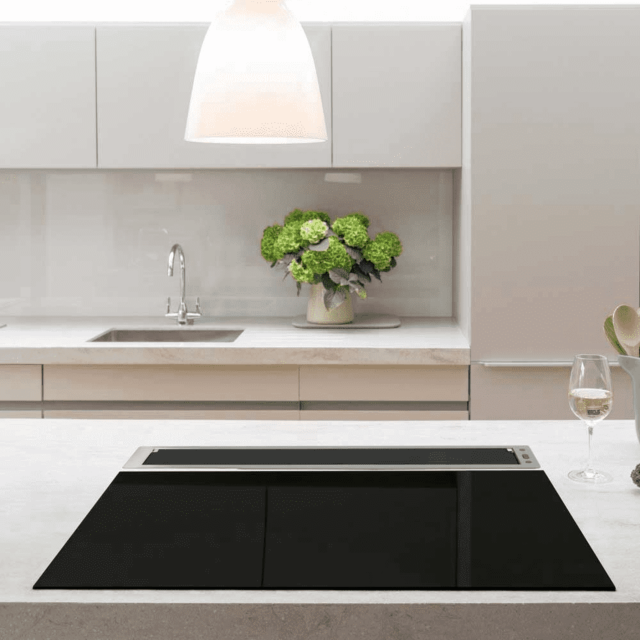 Caple DD903BK stainless steel and black glass, 'flip' only operation, low profile, light, illuminate