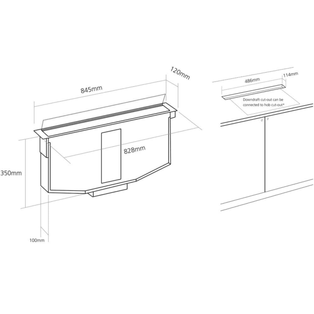 Caple DD903BK stainless steel and black glass, 'flip' only operation, low profile, light, illuminate