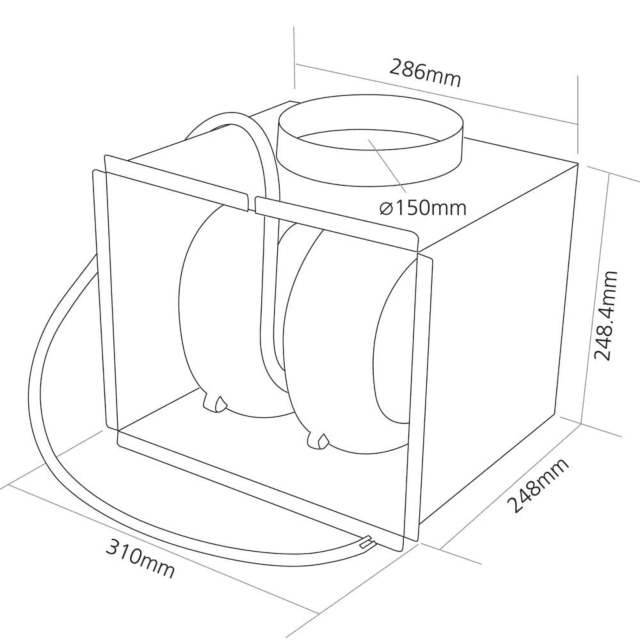 Caple DDMEXT11 internal carcase installation, **636 to 791m3/h, **A to B energy, for Downdraft hoods