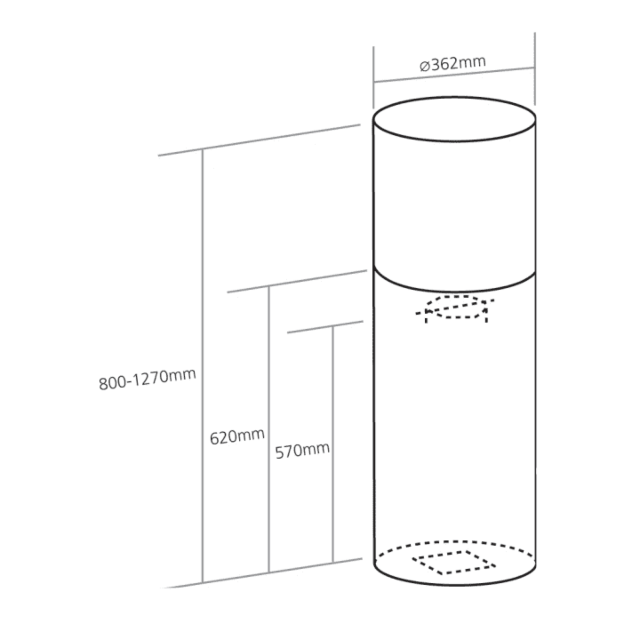 Caple OI363 Orbit, stainless steel, remote control, 730m3/h, Dia. 362mm, A energy, filter CAP38CF