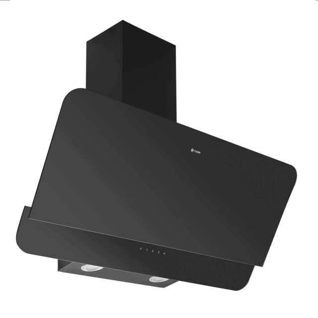 Caple OM900 black glass, illuminated LED touch controls, 456m3/h, W 900mm, C energy, filter CAP61CF
