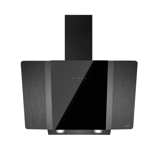 Caple ZEL900GM Zella, black glass with gun metal, illuminated LED touch controls, 612m3/h, W 900mm, 