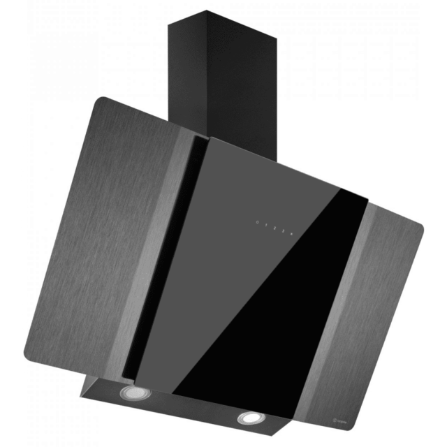 Caple ZEL900GM Zella, black glass with gun metal, illuminated LED touch controls, 612m3/h, W 900mm, 