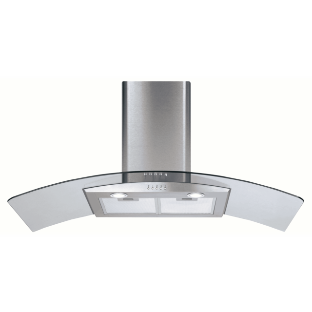CDA ECP102SS Curved glass extractor, Ducted/re-circulating, LED lights,SS