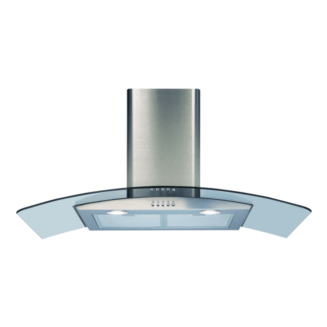 CDA ECP92SS Curved glass extractor, Ducted/re-circulating, LED lights,SS