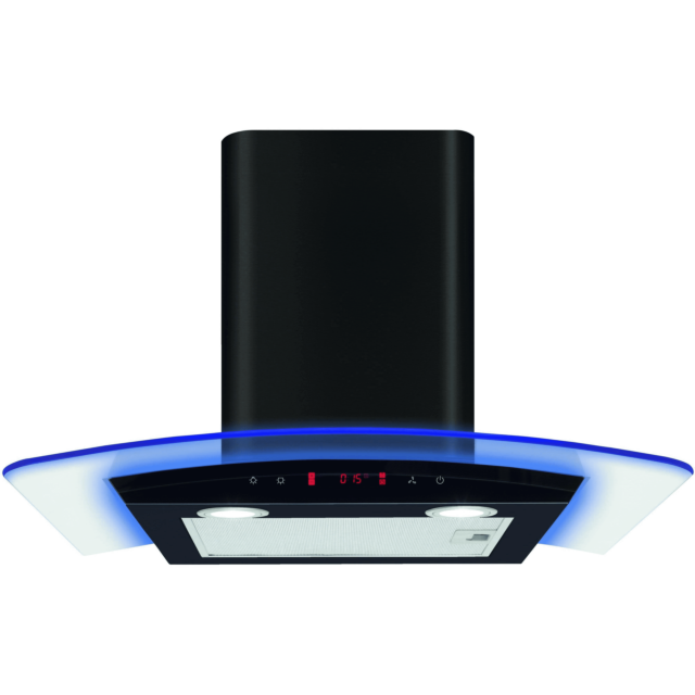 CDA EKP60BL Curved glass extractor with edge lighting, 3 colours,TC, black