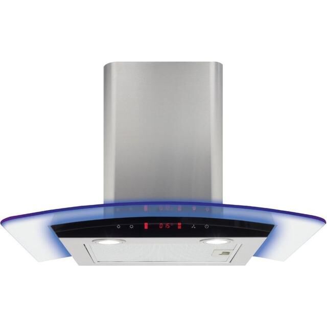 CDA EKP60SS Stainless Steel Curved Glass Extractor With Edge Lighting