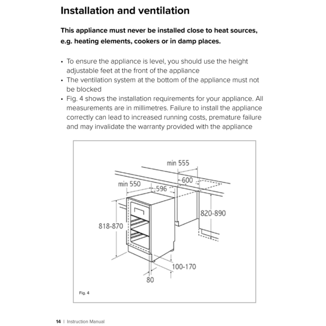 CDA FW284 60cm Integrated Under Counter Freezer