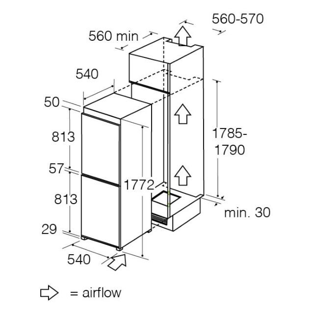 CDA FW925 Int 50/50 fridge freezer, energy rating: A+, RD,FF