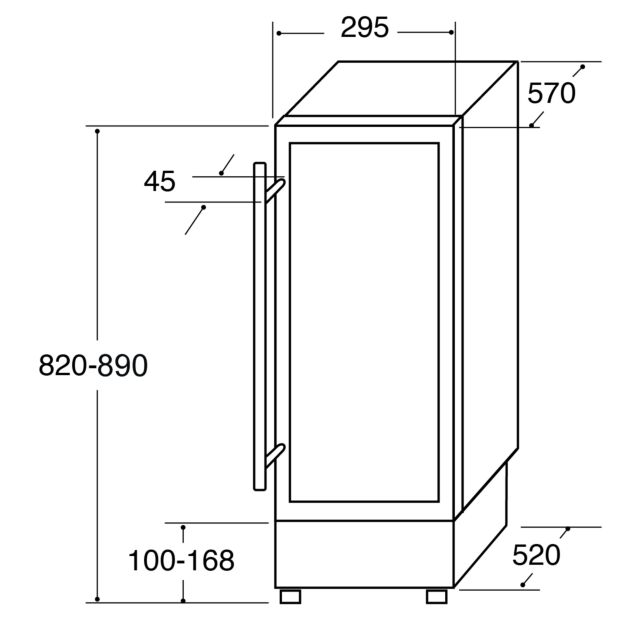 CDA FWC304BL FS/under counter 30cm wine cooler, 20 x BS, single temp zone, RD,black