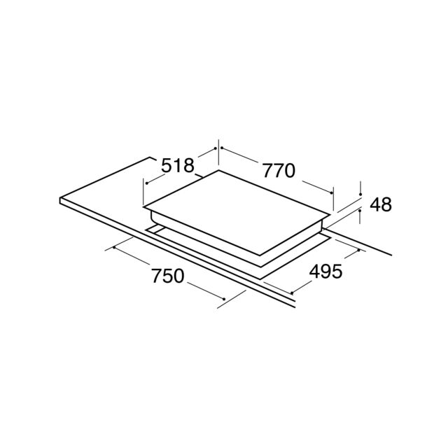 CDA HC7621FR 5 zone ceramic hob, front touch control, 9 PL