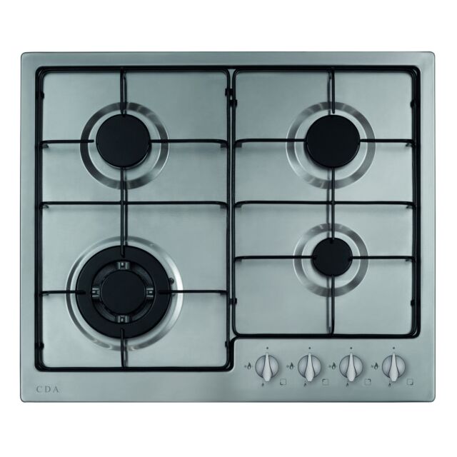 CDA HG6251SS 4 burner gas hob, enamel pan supports , front control 