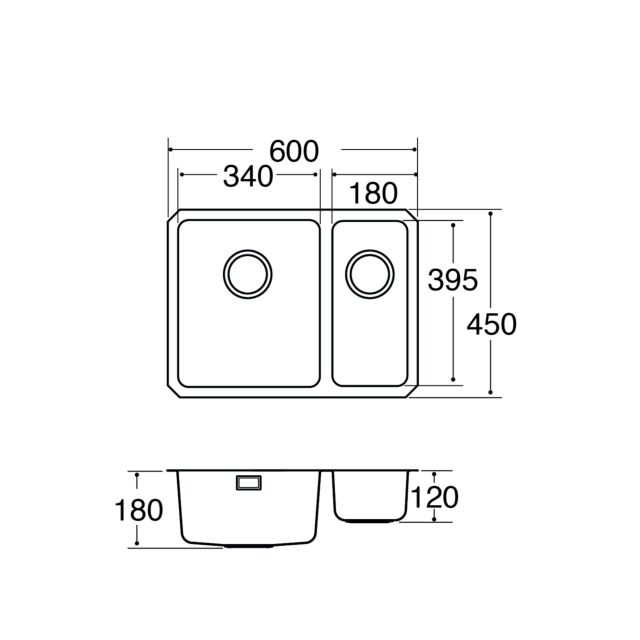 CDA KVC35LSS SS undermount one and a half bowl sink, satin finish