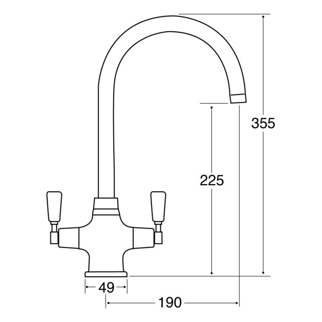 CDA TT41CH Traditional quarter turn lever monobloc tap, WRAS approved, chrome