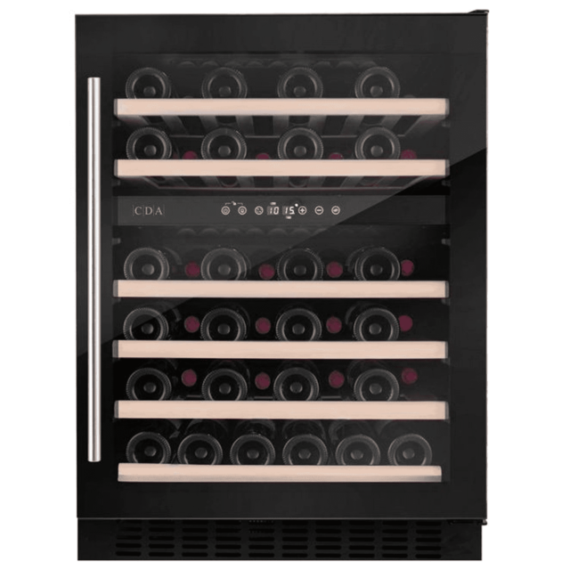 CDA WCCFO602BL FS/under counter 60cm wine cooler, 46 x BS, dual temp zone, RD,black