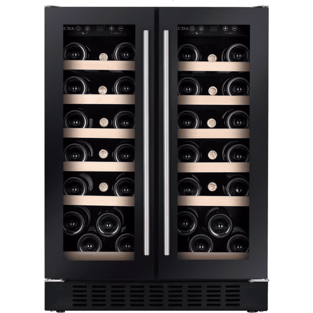 CDA WCCFO622BL FS/under counter wine cooler, 38 x BS, double door, dual temp, black