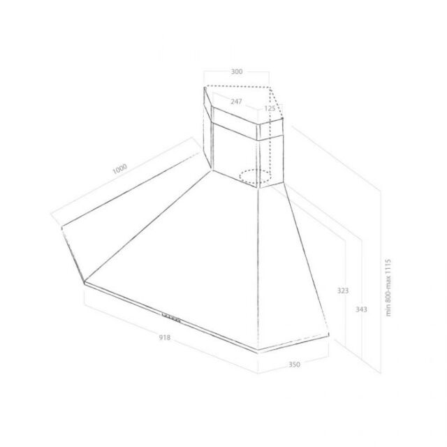 Elica ACUTA stainless steel 1000mm x 1000mm CORNER HOOD