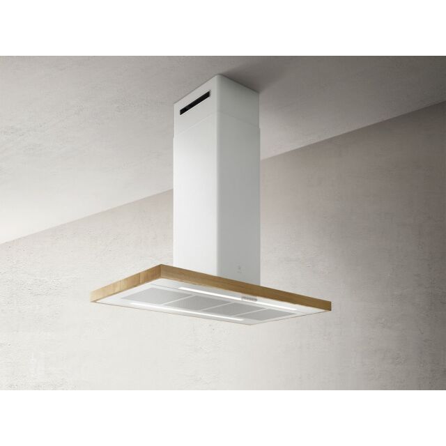 Elica BIO-ISLAND White And Oak Wood Bio Island Hood With 3 Speed Controls + 2 Booster Controls And L