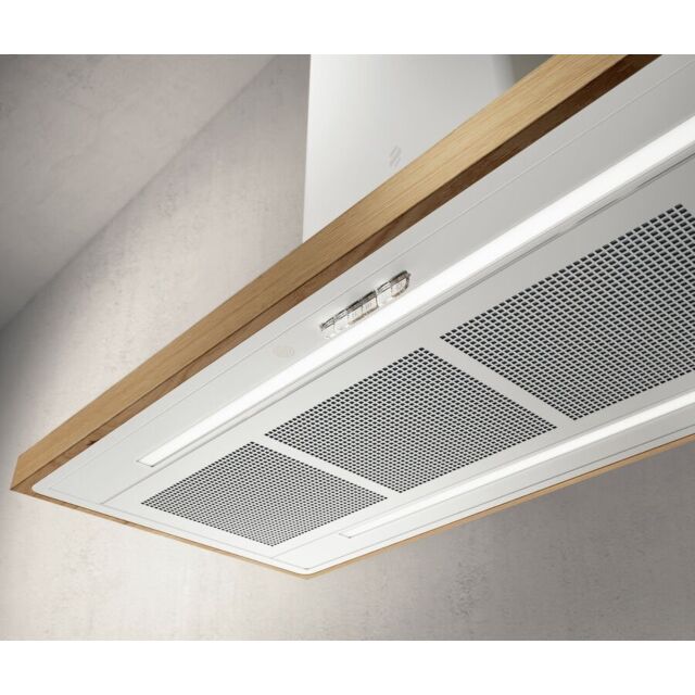 Elica BIO-ISLAND White And Oak Wood Bio Island Hood With 3 Speed Controls + 2 Booster Controls And L