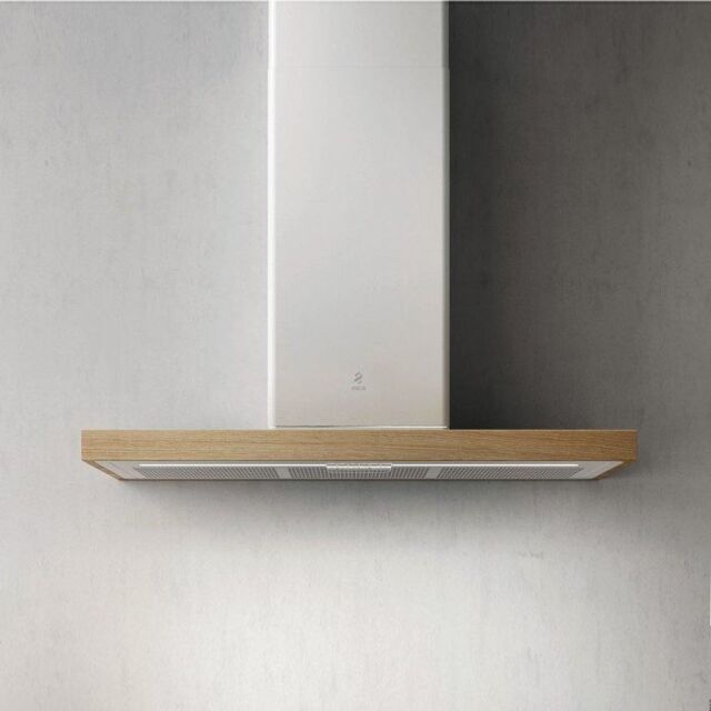 Elica BIO White And Oak Wood Bio Chimney Hood With 3 Speed Controls + 2 Booster Controls And Led Lig